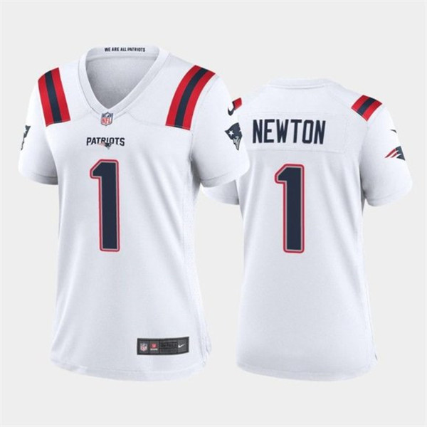 Women's New England Patriots #1 Cam Newton White Vapor Limited Stitched Jersey(Run Small) - Click Image to Close